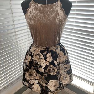 Gold/Cream and Black Two Piece Dress